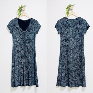 Fresh Produce Emma Paisley Gathered Gray Resort Wear Paisley Vacation Dress